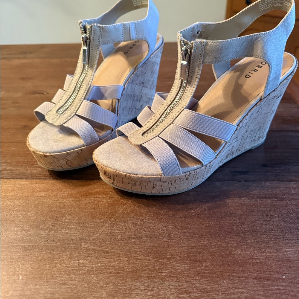 Torrid Beige Wedge Sandals 11W